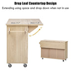 51.2-Inch Ash Veneer Kitchen Island with Drop Leaf, Stool Not Included
