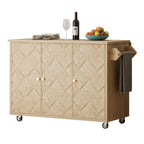 51.2-Inch Ash Veneer Kitchen Island with Drop Leaf, Stool Not Included