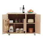 51.2-Inch Ash Veneer Kitchen Island with Drop Leaf, Stool Not Included