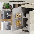 51.2-Inch Ash Veneer Kitchen Island with Drop Leaf, Stool Not Included