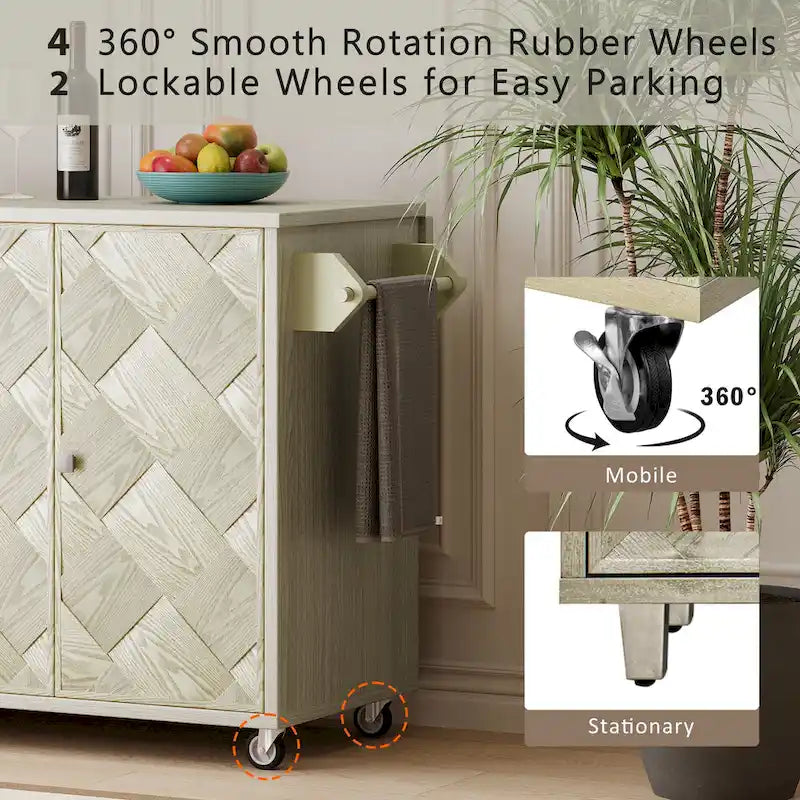 51.2-Inch Ash Veneer Kitchen Island with Drop Leaf, Stool Not Included