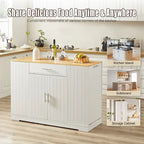 53-inch Large Kitchen Island with Trash Can Storage Cabinet(stool Not Included)