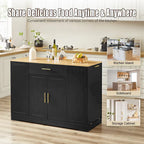 53-inch Large Kitchen Island with Trash Can Storage Cabinet(stool Not Included)