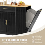 53-inch Large Kitchen Island with Trash Can Storage Cabinet(stool Not Included)