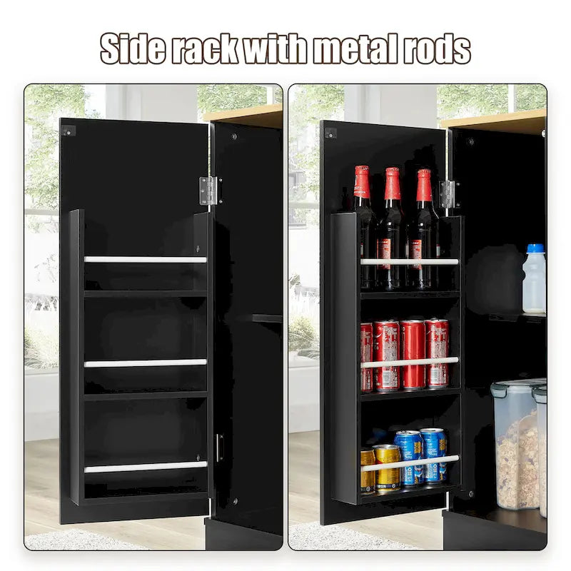 53-inch Large Kitchen Island with Trash Can Storage Cabinet(stool Not Included)