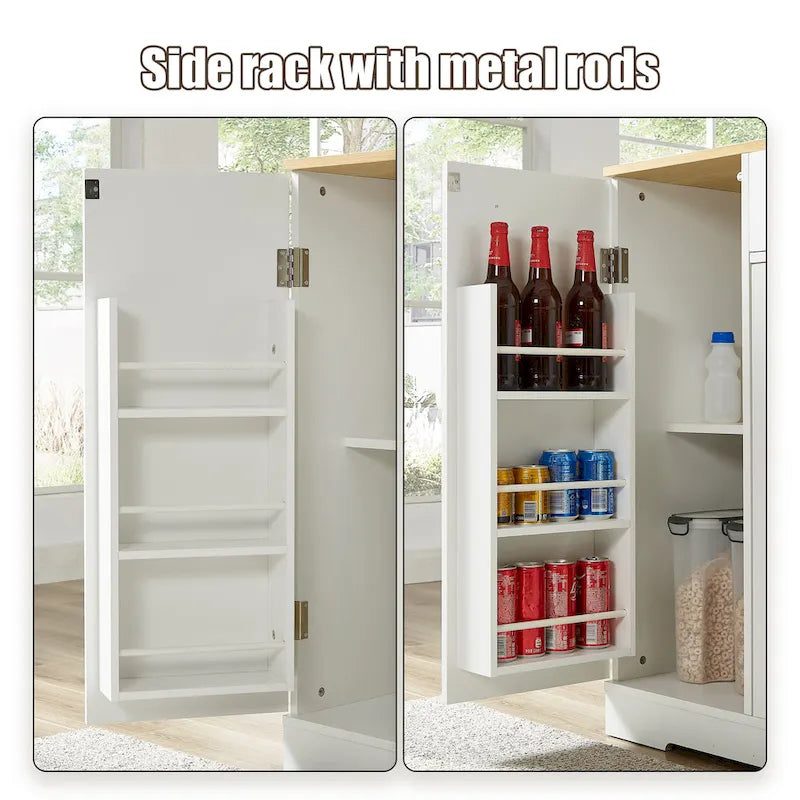 53-inch Large Kitchen Island with Trash Can Storage Cabinet(stool Not Included)