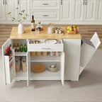 53-inch Large Kitchen Island with Trash Can Storage Cabinet(stool Not Included)