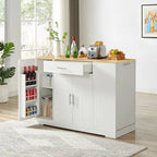 53-inch Large Kitchen Island with Trash Can Storage Cabinet(stool Not Included)