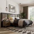 Modern Dark Brown Extended Wall Panel Bed with Reading Lights