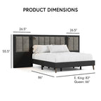 Modern Dark Brown Extended Wall Panel Bed with Reading Lights