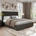 Modern Black Solid Wood Fluted Panel Bed
