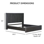 Modern Black Solid Wood Fluted Panel Bed