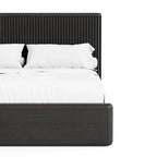 Modern Black Solid Wood Fluted Panel Bed