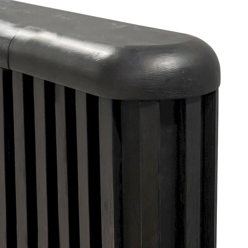 Modern Black Solid Wood Fluted Panel Bed