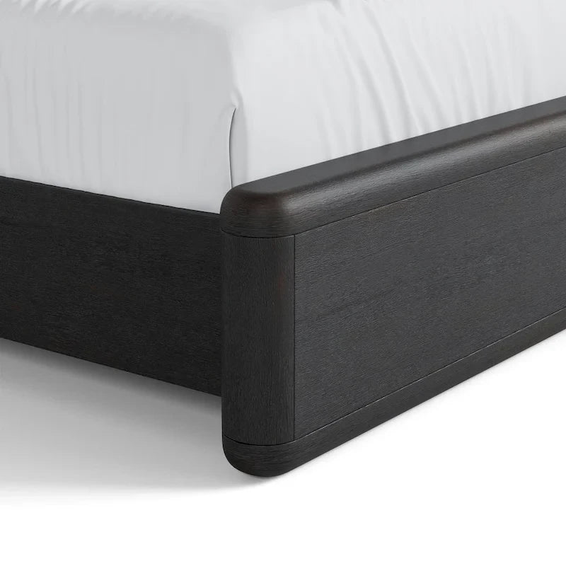 Modern Black Solid Wood Fluted Panel Bed