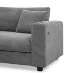Couch Corduroy Sectional Sofa with USB, Chaise, Cup Holder