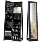Jewelry Cabinet Armoire Lockable Standing Storage - Black