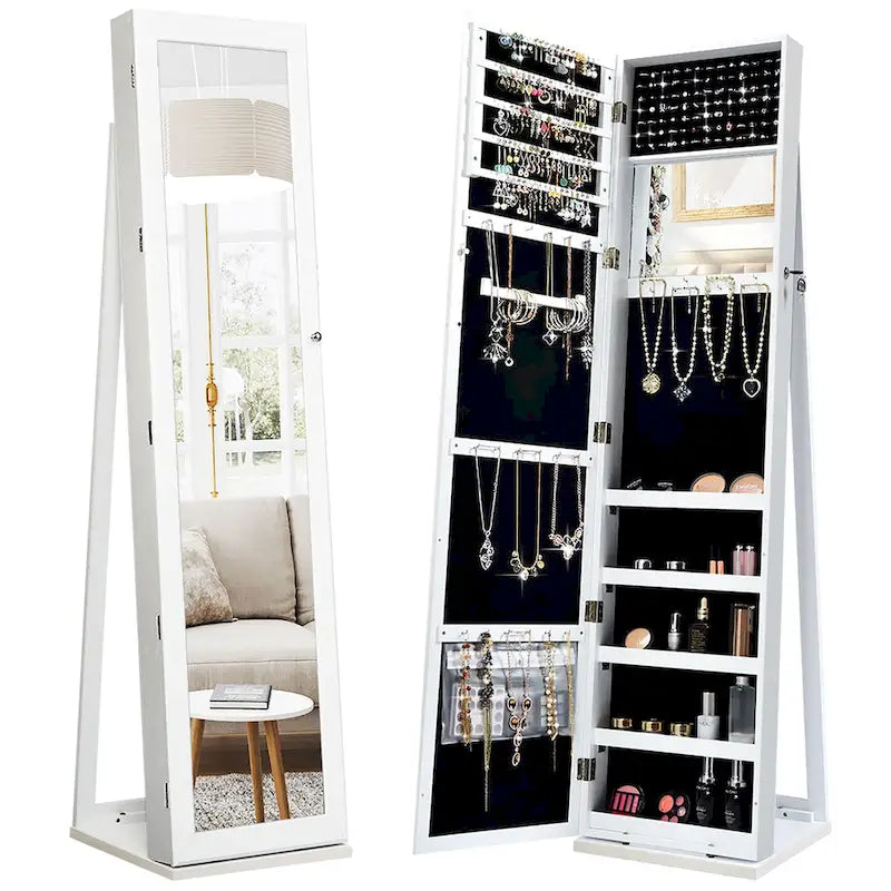 Jewelry Cabinet Armoire Lockable Standing Storage - Black