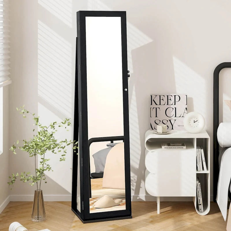 Jewelry Cabinet Armoire Lockable Standing Storage - Black