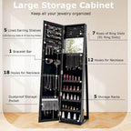 Jewelry Cabinet Armoire Lockable Standing Storage - Black