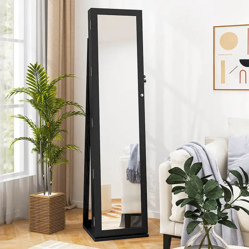 Jewelry Cabinet Armoire Lockable Standing Storage - Black