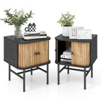 Set of 2 Nightstand Compact Modern End Side Table with Sliding