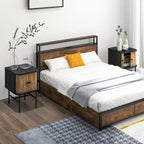 Set of 2 Nightstand Compact Modern End Side Table with Sliding
