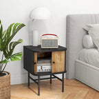 Set of 2 Nightstand Compact Modern End Side Table with Sliding