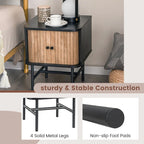 Set of 2 Nightstand Compact Modern End Side Table with Sliding