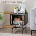 Set of 2 Nightstand Compact Modern End Side Table with Sliding