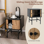 Set of 2 Nightstand Compact Modern End Side Table with Sliding