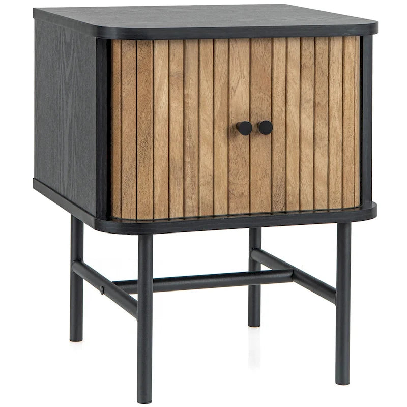Set of 2 Nightstand Compact Modern End Side Table with Sliding