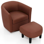 Swivel Barrel Chair with Ottoman Footrest Curved Backrest & - See Details
