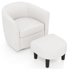 Costway Swivel Barrel Chair with Ottoman Footrest Curved Backrest & - See Details