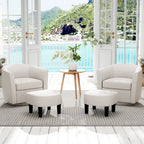 Swivel Barrel Chair with Ottoman Footrest Curved Backrest & - See Details