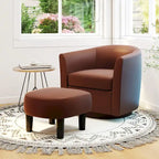 Swivel Barrel Chair with Ottoman Footrest Curved Backrest & - See Details