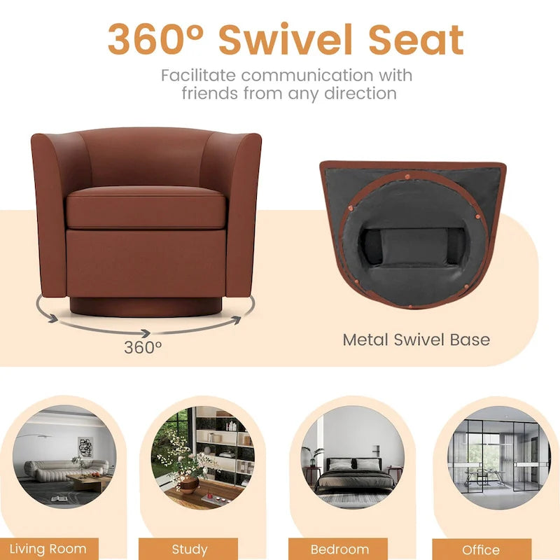 Swivel Barrel Chair with Ottoman Footrest Curved Backrest & - See Details