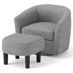 Swivel Barrel Chair with Ottoman Footrest Curved Backrest & - See Details