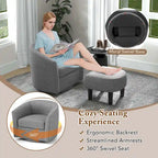 Swivel Barrel Chair with Ottoman Footrest Curved Backrest & - See Details