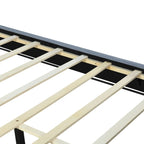 Queen Size Upholstered Platform Bed with Pull Point Headboard and Metal Wire Frame