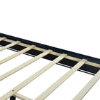 Queen Size Upholstered Platform Bed with Pull Point Headboard and Metal Wire Frame