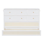 White Queen Size Murphy Bed with Storage and Large Drawers