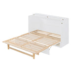 White Queen Size Murphy Bed with Storage and Large Drawers