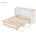 White Queen Size Murphy Bed with Storage and Large Drawers