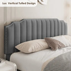 Gray Full Size Velvet Upholstered Platform Bed with Storage Space