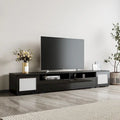 Black 82-Inch TV Stand with Push-Open Doors and LED for TVs up to 90 Inches
