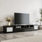 Black 82-Inch TV Stand with Push-Open Doors and LED for TVs up to 90 Inches