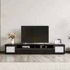 Black 82-Inch TV Stand with Push-Open Doors and LED for TVs up to 90 Inches