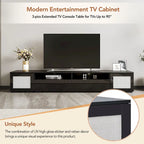 Black 82-Inch TV Stand with Push-Open Doors and LED for TVs up to 90 Inches