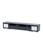 Black 82-Inch TV Stand with Push-Open Doors and LED for TVs up to 90 Inches